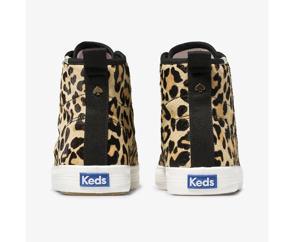 Keds Sneaker Damen Braun - Kate Spade New York Kickstart Hi Leopard Calf Hair - IDG-237158